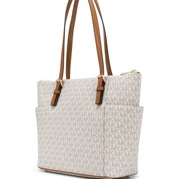 SALE! ✅ Michael Kors Jet Set EW Logo Tote Bag Vanilla / Acorn ⭐ NWT - Picture 7 of 17